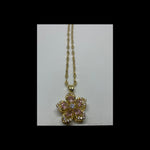 Light pink rotating flower necklace 