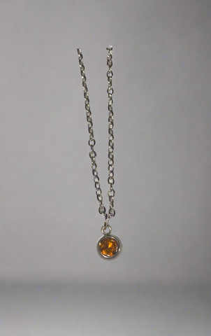 Orange Rhinestone Birthstone Necklace (November)