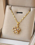 Light purple rotating flower necklace 