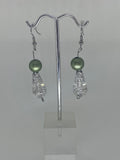 Fancy sliver bead with solid green earrings