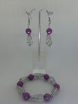 Fancy sliver bead with solid purple earrings and bracelet