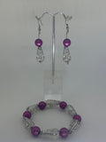 Fancy sliver bead with solid purple earrings and bracelet