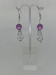 Fancy sliver bead with solid purple earrings