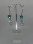 Fancy sliver bead with solid blue/green beads Earrings