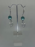 Fancy sliver bead with solid blue/green beads Earrings