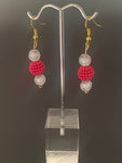 Red with white earrings