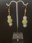 Lime green with white earrings 