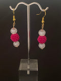 Hot pink with white earrings