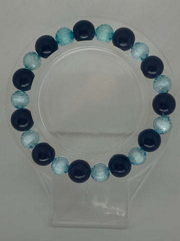 Black and light blue bracelet