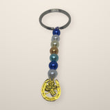 Horse shoe Keychain - beaded keychain with colorful beads and a charm on a silver key ring
