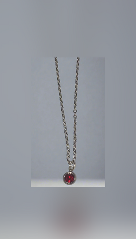 Garnet Red Birthstone Necklace Stainless Steel 