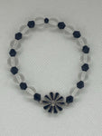 Double-sided black and white flower with black and clear white beads