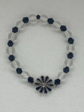 Double-sided black and white flower with black and clear white beads