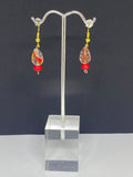 Red leaf dangling earrings
