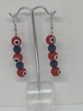 Red evil eye pearl with black pearls Earrings