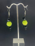 Lime green bead with black bead earrings