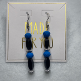 Blue and black dangling earrings