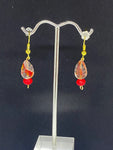 Red leaf dangling earrings