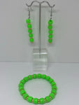 Green beads with gold Earrings and bracelet