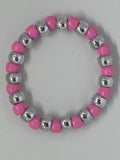 Pink and sliver solid beads