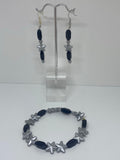 Gray stars with solid black pearls Earrings and bracelet