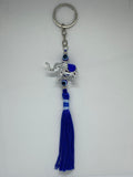 Blue evil eye elephant keychain 