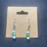 Light green pearl with white beads Dangling earrings