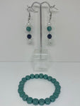 Blue green earrings and bracelet