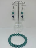 Blue green earrings and bracelet