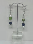  Green, black and white beads earrings