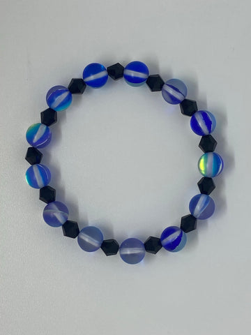 Black and Blue Titanium Aura Quartz Bracelet