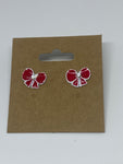 Red bow with white outline stud earrings