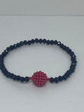 Black shiny beads with red pearl bracelets