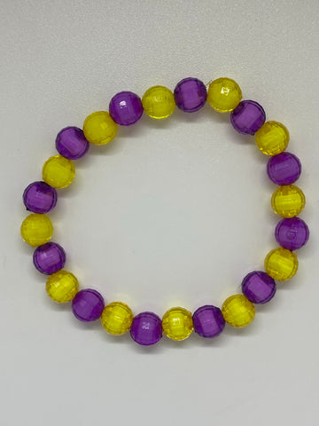 Yellow and purple shiny bead bracelet