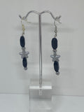 Gray stars with solid black pearls earrings