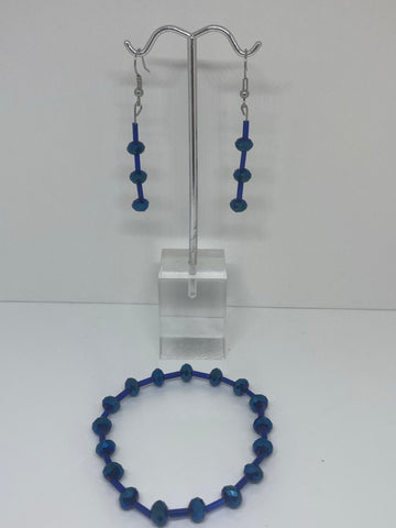 Blue earrings and bracelet