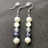  Green, black and white beads earrings 