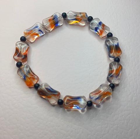 Clear Orange And Blue Bracelet