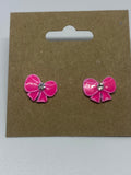 Pink bow stud earrings