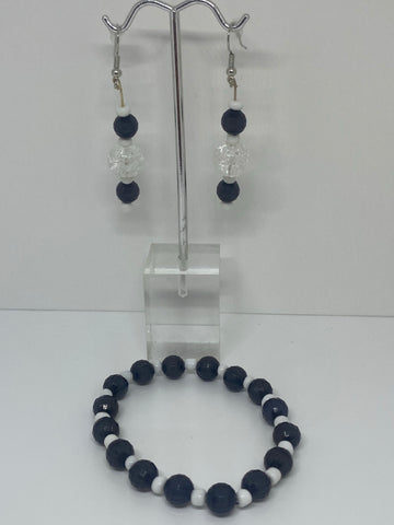 Black and white earrings and bracelet