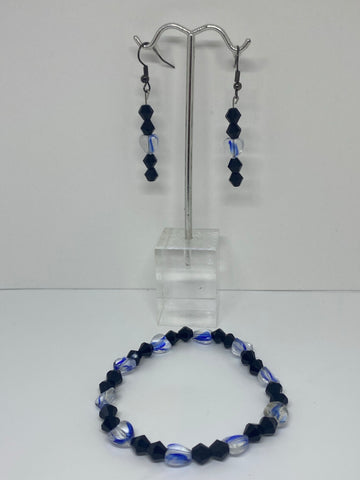 Blue heart earrings and bracelet