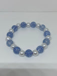 White pearls with glittery light blue pearl bracelet