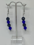 Blue and black dangling earrings