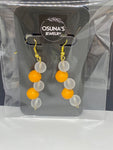 Orange and clear dangling earrings