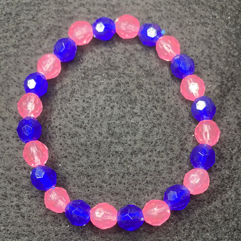 Royal blue with pink octagon shape pearls bracelet