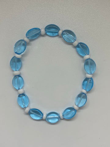 Light blue and white beads